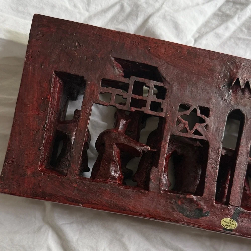Vintage Chinese Wooden Carving High Relief 3D Art 1800s Hand Carved Wood (CB1)